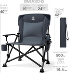 EVER ADVANCED Oversized Folding Camping Chair for Adults, Heavy Duty Lawn Chair with Side Pockets, Portable Collapsible Quad Chair for Outside, Support Up to 500lbs, Grey 2PACK - Image 7