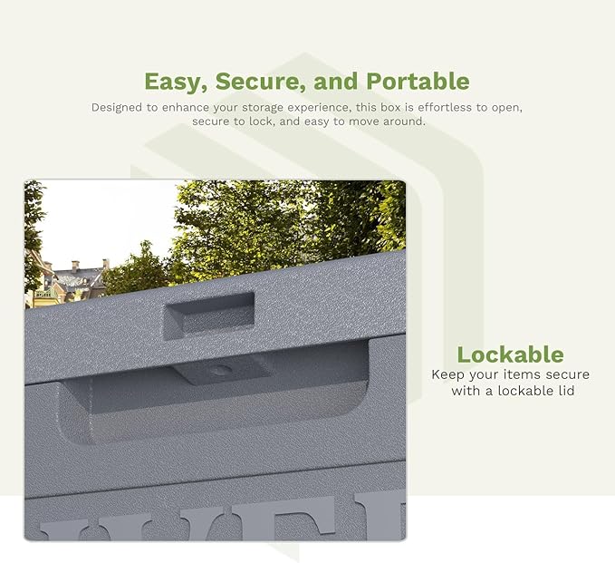 Patiowell 48-Gallon Resin Package Delivery Box for Outside, Waterproof Storage Deck Box with Lockable Secure (Grey) - Image 9
