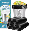 5 Gallon 80pcs Small Black Trash Bags Strong Garbage Bags, 18-20 Liter Bathroom by HOMMALY