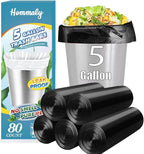 5 Gallon 80pcs Small Black Trash Bags Strong Garbage Bags, 18-20 Liter Bathroom by HOMMALY