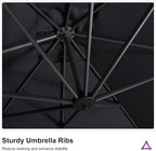 PURPLE LEAF 11.5' X 11.5' Telescopic Patio Umbrella with Base Included Lifting Cantilever Offset Square Large Umbrella for Pool Outdoor Patio Deck Garden Grey - Image 8