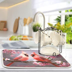 Dish Drying Mat Kitchen Counter Absorbent Red Cardinals Coffee Sink Mat Dish - Image 5