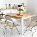 VINGLI 4 Pack Folding Chairs with Padded Seats, Metal Frame with Pu Leather Seat & Back, Capacity 350 lbs, Set of 4, Khaki - Image 2