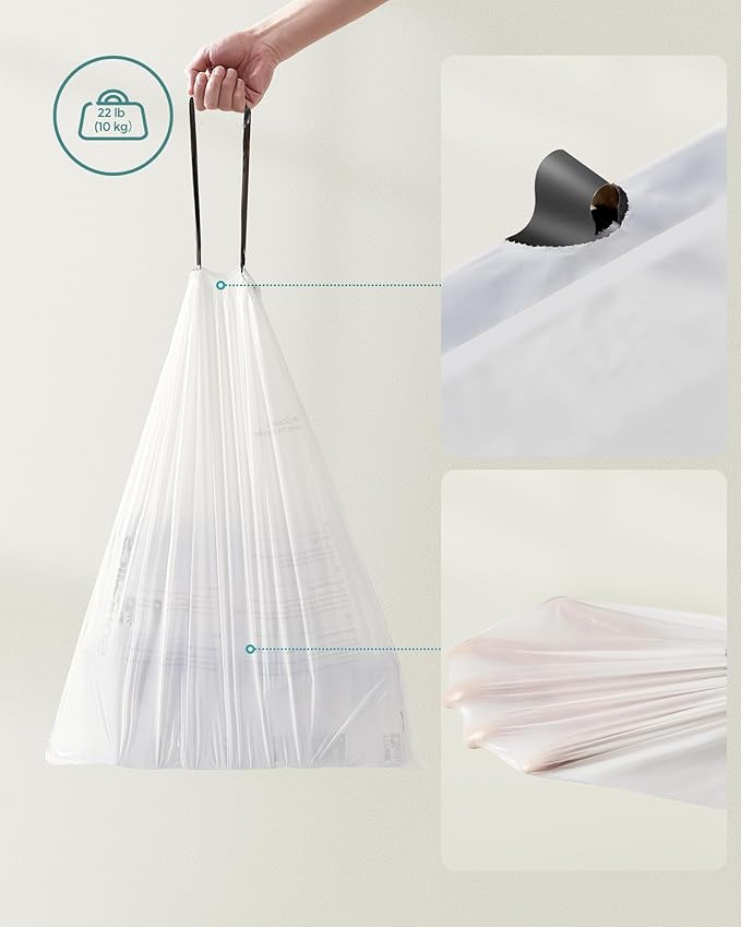 SONGMICS Trash Bags for 8-Gallon Trash Cans, Drawstring Kitchen Garbage Bags - Image 7