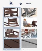 KINGYES Outdoor Rocking Chair Set 2, All Weather HDPE Patio Rocking Chairs for Adults, Coffee Brown - Image 5
