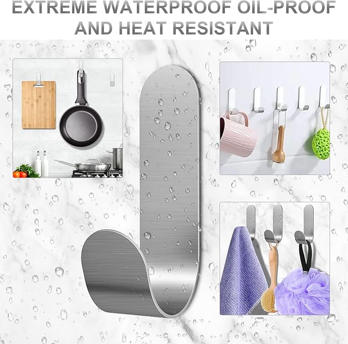 Self Adhesive Towel Hooks, 304 Stainless Steel Heavy Duty Shower Hook - Image 2