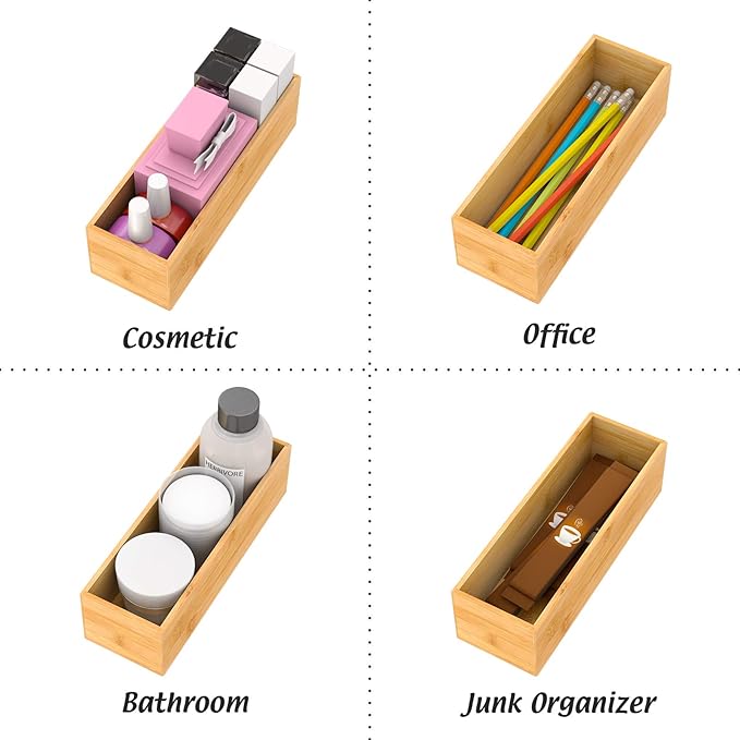Bamboo Kitchen Drawer Organizer, Wooden Storage Box - Image 6