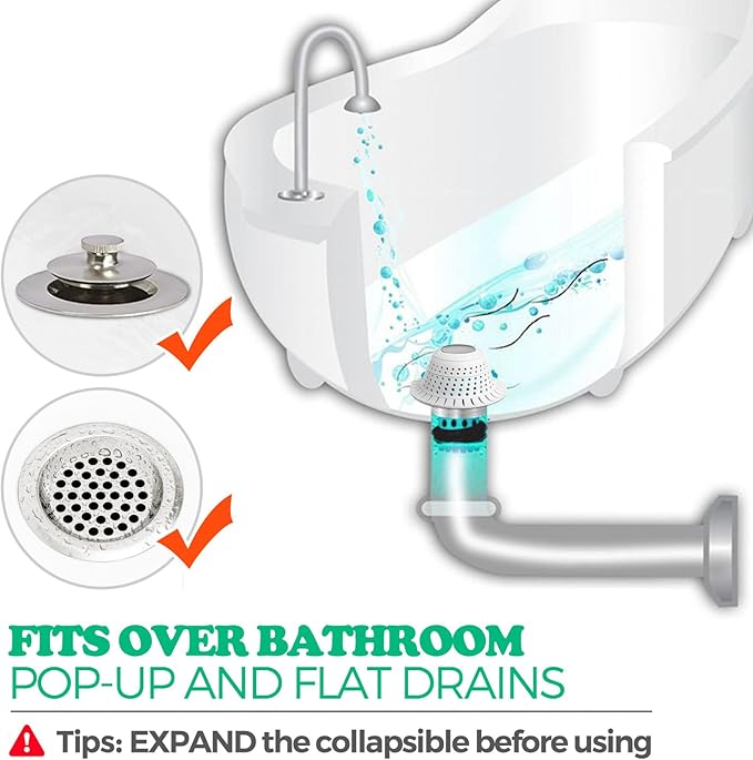 Drain Hair Catcher for Shower and Bathtub, Collapsible Anti-Clog Drain - Image 3