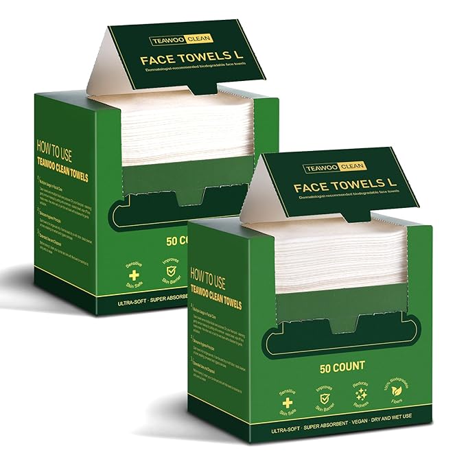 100 Ct Face Towels Disposable, Facial Towelettes by TEAWOO