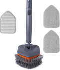 Tub Tile Scrubber Brush with 3 Different Function Cleaning Pads and 56" by CLEANHOME