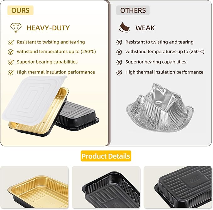 Aluminum Foil Pan with Lids, Heavy Duty Disposable Aluminum Baking Pans - Image 4