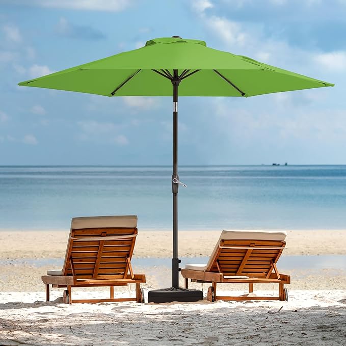 JEAREY 7.5FT Patio Umbrella Market Table Umbrella with 6 Sturdy Ribs, Push Button Tilt/Crank Outdoor Umbrella for Garden, Deck, Backyard, Pool and Beach,Grass Green - Image 9