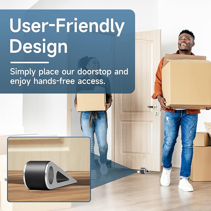 Heavy Duty Door Stopper for Bottom of Door, Aluminum & Rubber Door Stop Wedge- - Image 6