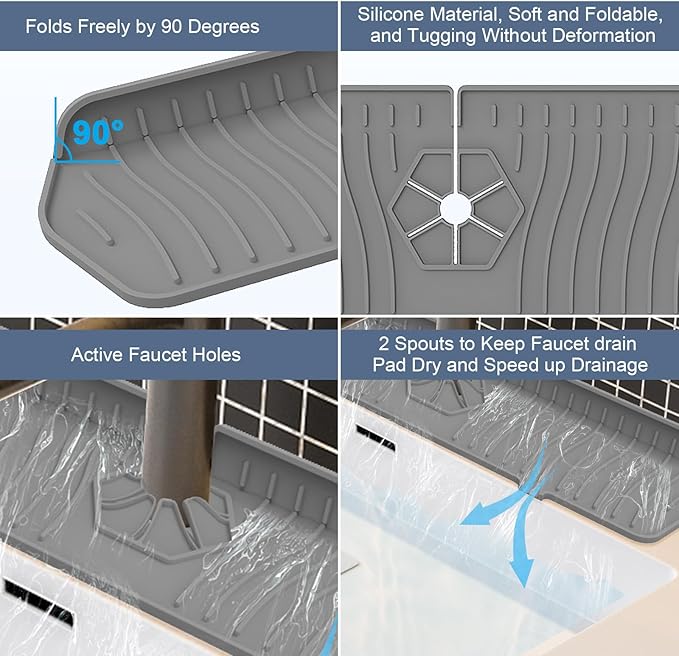 Faucet Guard - 90 Foldable Drain Mat - Image 5