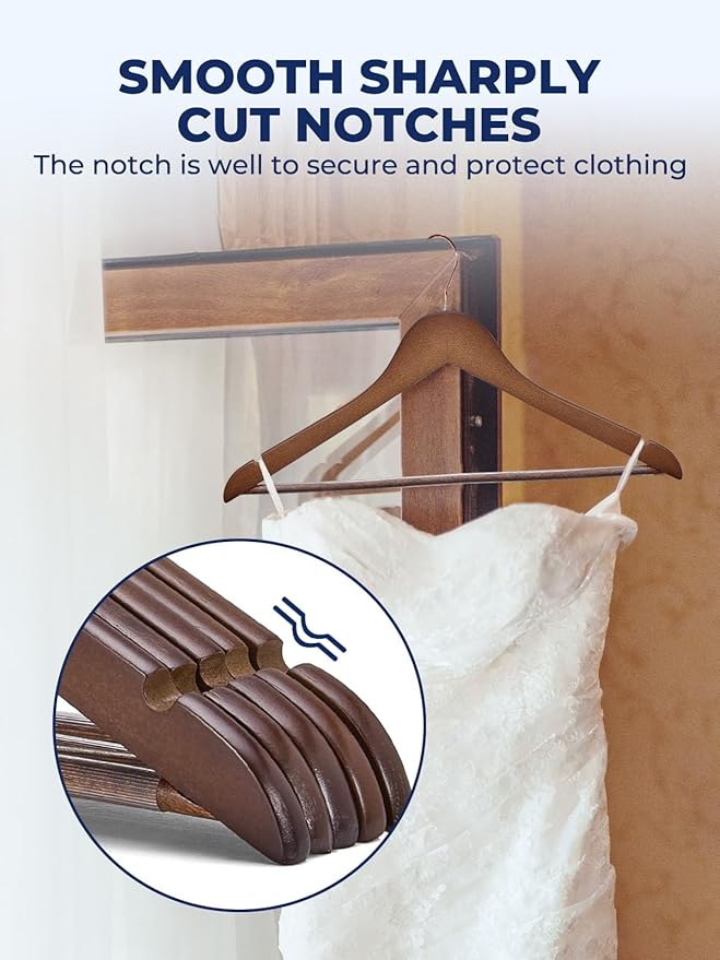Smartor Wooden Hangers 10 Pack, Solid Wood Coat Hanger - Image 5