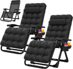 Suteck Zero Gravity Chair Set of 2, Reclining Camping Lounge Chair w/Removable Cushion, Upgraded Lock and Cup Holder, Reclining Patio Chairs Folding Recliner for Indoor and Outdoor by Suteck