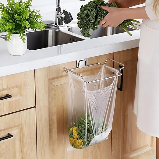 Trash Bag Holder, Stainless Steel Garbage Bag Holder Portable Under Sink Bag - Image 6