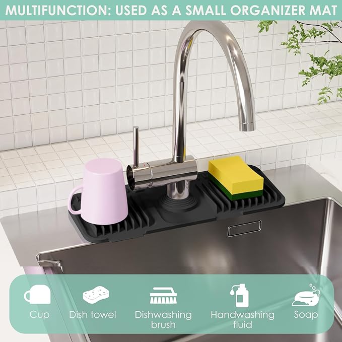 14.6 Inch Silicone Faucet Mat for Kitchen Sink Splash Guard - Image 7