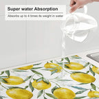 Lemon Dish Drying Mat 18x24 For Kitchen Counter Absorbent Microfiber Dishes Pad - Image 5
