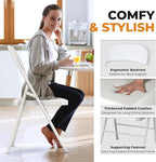 8 Pack Leather Chair | Foldable & Stackable | 350 lbs Capacity Steel Frame Seats for Indoor or Outdoor | Commercial Use Events Wedding Party Events Bulk Picnic Kitchen Dining - White - Image 4