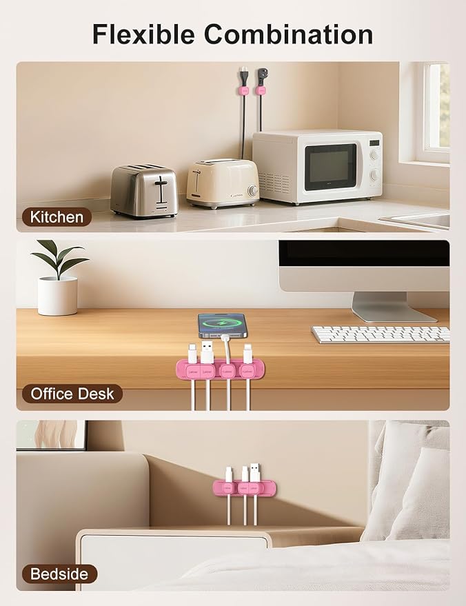 6 Pack Magnetic Cable Clips, Laitver Cord Organizer Holder Strong Adhesive Desk - Image 5