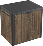 Keter Signature Everwood 30 Gallon Resin Deck Box for Outdoor Storage – Weather‑Resistant Balcony & Patio Box for Cushions, Throw Pillows & Garden Tools, Walnut by Keter