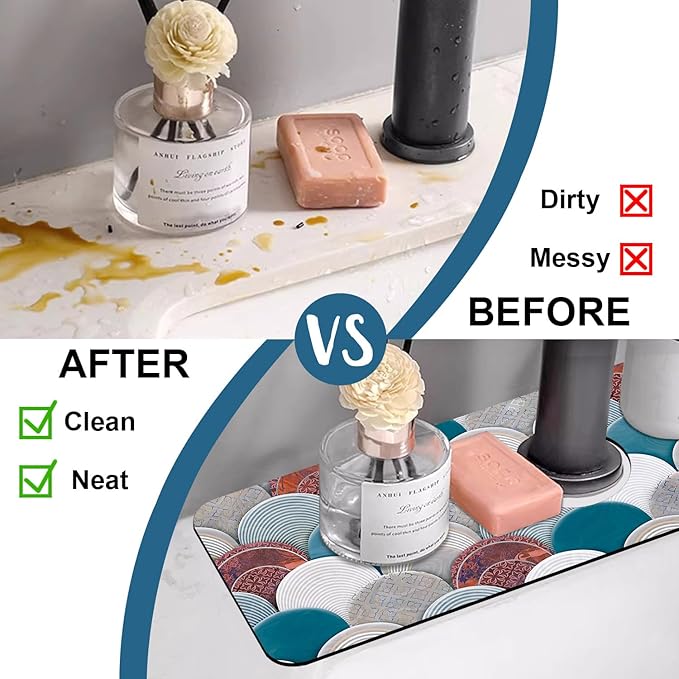 Wall Tiles Texture Sink Splash Guard Ceramic Decor Faucet Absorbing Mat Fast - Image 6