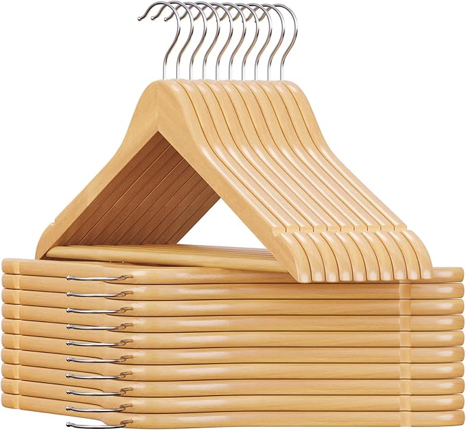 SONGMICS Solid Wood Hangers, Pants Bar, 360° Swivel Hook, Non-Slip by SONGMICSbySONGMICSHOME