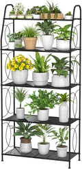 5 Tier Plant Stand Indoor Outdoor, Heavy Duty Plant Shelf, Metal Mesh Tall Plant Stands Holder Rack for Living Room Balcony and Garden, Black by VyGrow