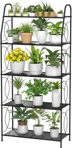 5 Tier Plant Stand Indoor Outdoor, Heavy Duty Plant Shelf, Metal Mesh Tall Plant Stands Holder Rack for Living Room Balcony and Garden, Black by VyGrow