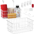 Wire Storage Basket 2 Packs, Wall Mounted Kitchen Bathroom, Hanging Cabinet by JUNCHUCHERRY