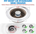 Upgraded 3in1 Kitchen Sink Drain Strainer & Sink Stopper, Stainless Steel - Image 6