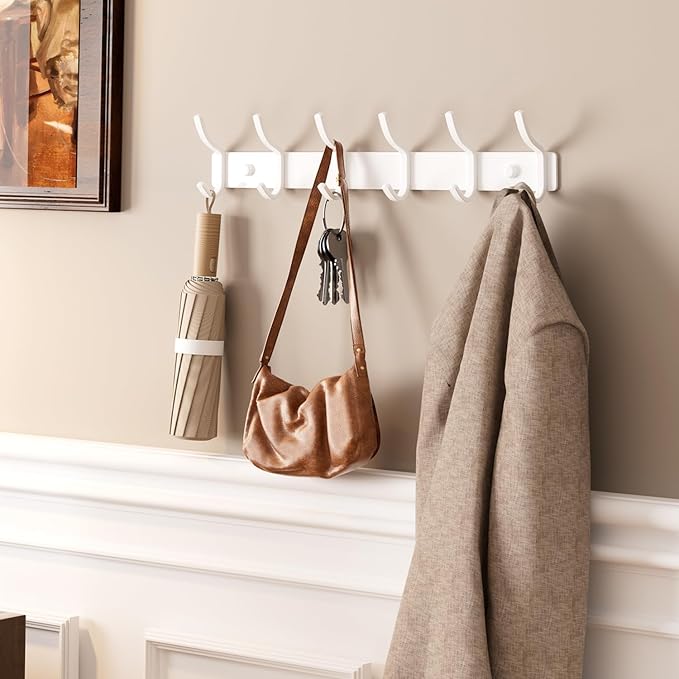 White Wall Mounted Coat Rack - Image 3