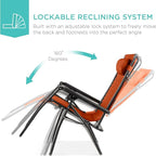 Best Choice Products Folding Zero Gravity Outdoor Recliner Patio Lounge Chair w/Adjustable Canopy Shade, Headrest, Side Accessory Tray, Textilene Mesh - Burnt Orange - Image 4