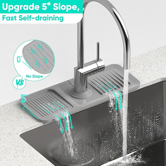 14.6'' Faucet Mat for Kitchen Sink Kitchen Sink Splash Guard Silicone Kitchen - Image 3