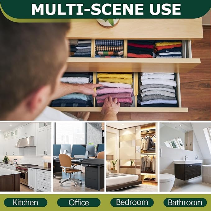 Lzerking Kitchen Drawer Dividers 6 Pack, 17-22" Adjustable Bamboo Drawer - Image 5