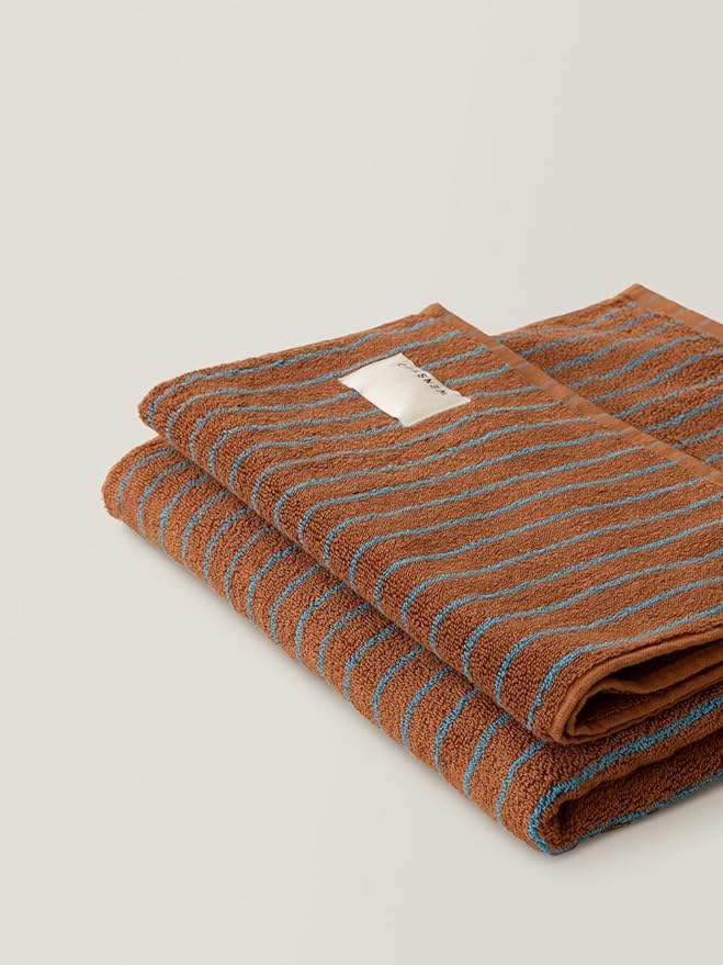 WENSHUO Fluffy Caramel-Striped Pure Cotton Hand Towel, 100% Combed Cotton - Image 4