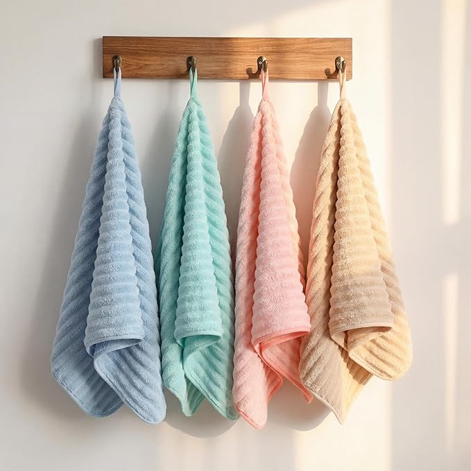 4 Pcs Hand Towel for Bathroom 14 x 30 Inch Neutral Microfiber Quick Dry by Unknown