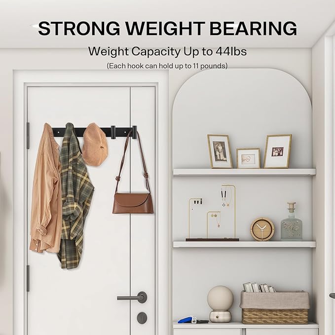 Black Wall Mounted Coat Rack – 5 T-Shaped Towel Rack - Image 6