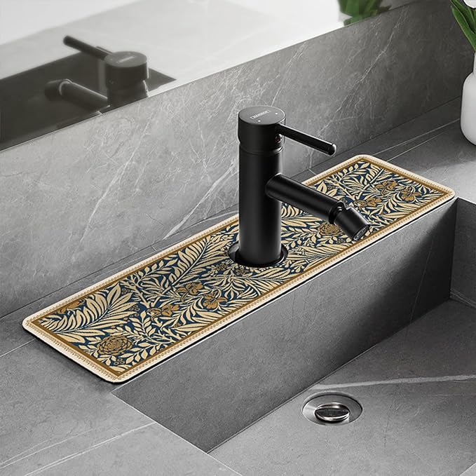 2pcs Fantasy Style Faucet Draining Mat, Faucet Absorbent Mat by Habysedu