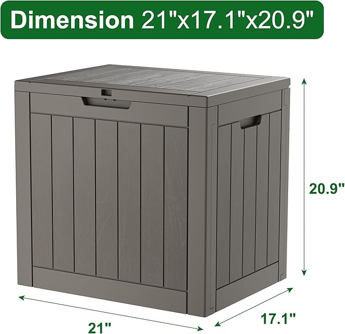 Outdoor Storage Box, Resin Deck Boxes Indoor and outdoor, Waterproof Storage Box Lockable Lid (Grey,31 Gallon) - Image 2