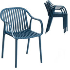Modern Stackable Outdoor & Indoor Plastic Dining Chairs Set, Armchairs Set, Weather-Resistant, Ideal for Patios, Cafes, and Home Use, Set of 4 (Blue) by XDECO