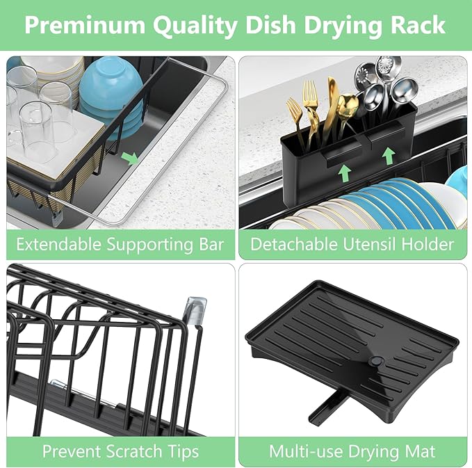 LEMIKKLE Roll Up Dish Drying Rack, Over The Sink Dish Drainer Rack, Foldable - Image 7