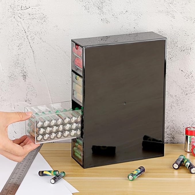 BTSKY 1 Pack Black Acrylic Battery Storage Organizer - Image 2