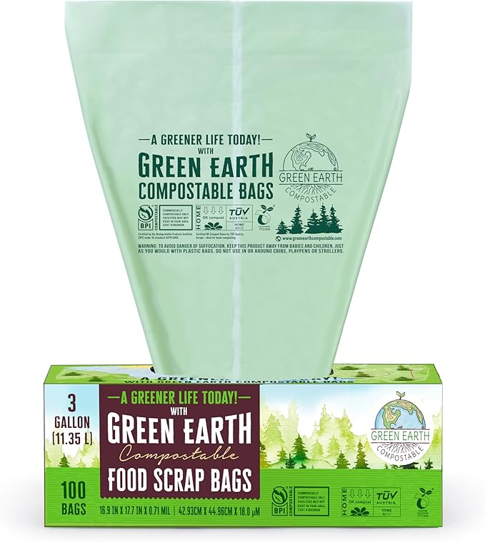 Green Earth Compostable Small Kitchen Food Scrap Trash Bags, Extra Thick 0.71 - Image 4