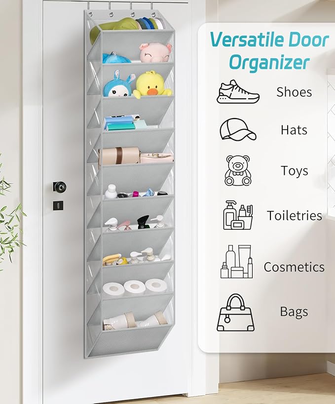 AOODA 10 Tier Clear Over the Door Shoe Organizer Storage, Deep Pockets Large - Image 7