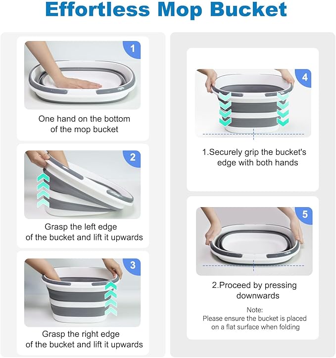 Collapsible Bucket 16L with Handles, Cleaning Mop Bucket Space Saving Foldable - Image 3