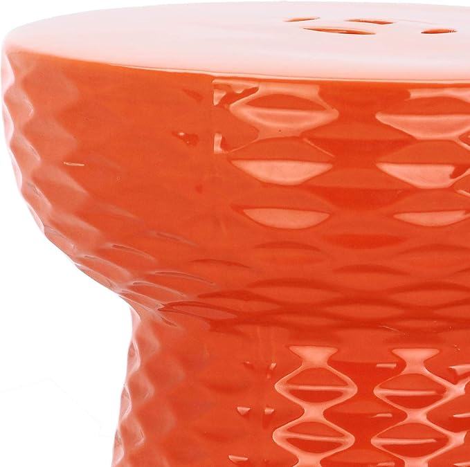 Safavieh Daphne Glazed Ceramic Decorative Garden Stool, Orange - Image 2