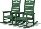 SERWALL Outdoor Rocking Chair Set of 2, Oversized Rocking Chair with Footboard for Adults, HDPE All Weather Resistant Rocking Chairs for Patio, 350lbs Weight Capacity,Green by SERWALL