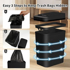 3 Pack Bathroom Trash Can with Lid, 2.5 Gallon Small Slim Trashcan, Automatic - Image 6